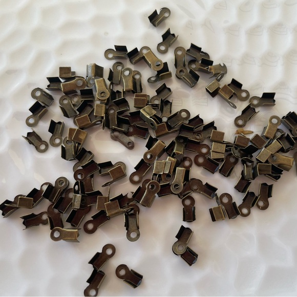 90 Fold Over Cord End Findings in Antique Brass Tone for Jewelry Craft Making - Picture 2 of 6